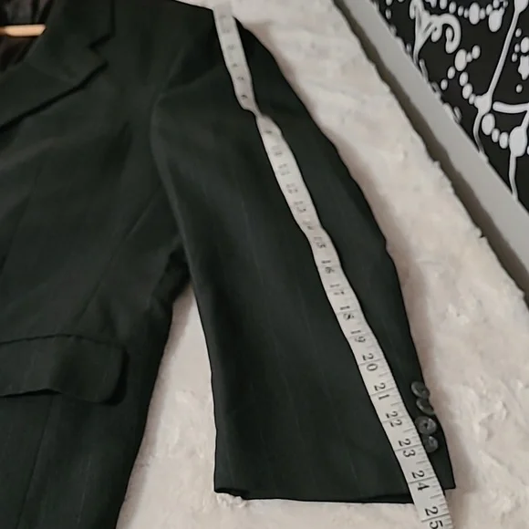 Burberry Blazer Jacket Mens 42 Wool Black Striped Vintage